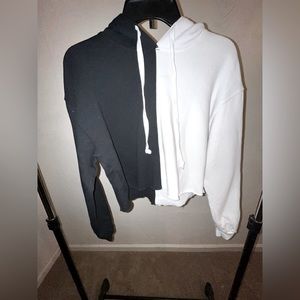 Cropped hoodie half black half white